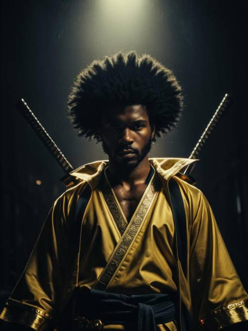 Man in Afro Samurai Cosplay Costume