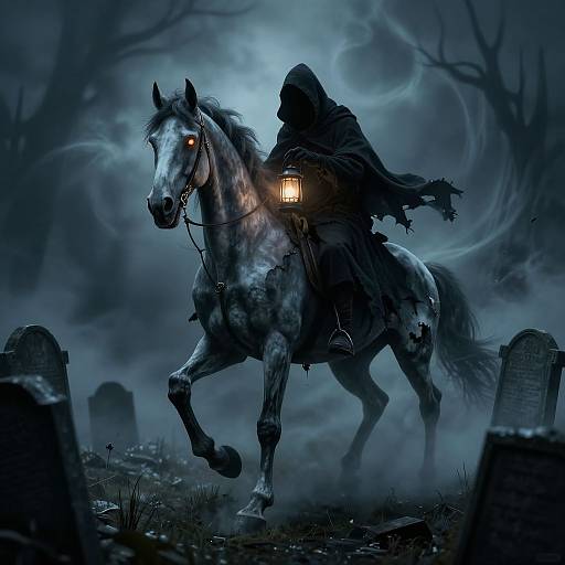 Grim Reaper Horse in Haunted Graveyard