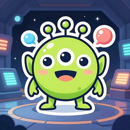 Playful Three-Eyed Alien Mascot