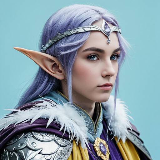 Thoughtful Elf with Silver Eyes and Feathered Cloak