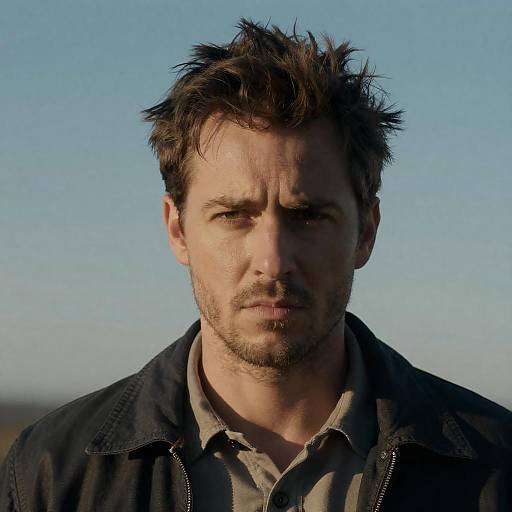 Intense Portrait of Tousled Brown-Haired Man