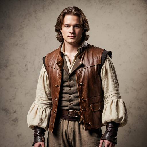 Medieval Man in Leather Vest Costume
