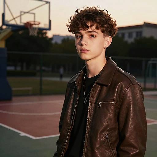 Teen Boy with Wavy Crop Hairstyle
