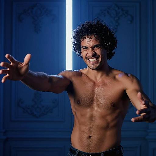 Dynamic Portrait of a Joyful Man