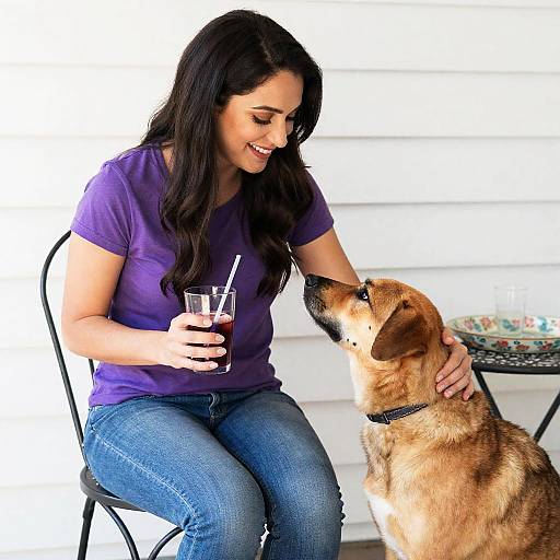 Joyful Moment: Woman and Her Dog
