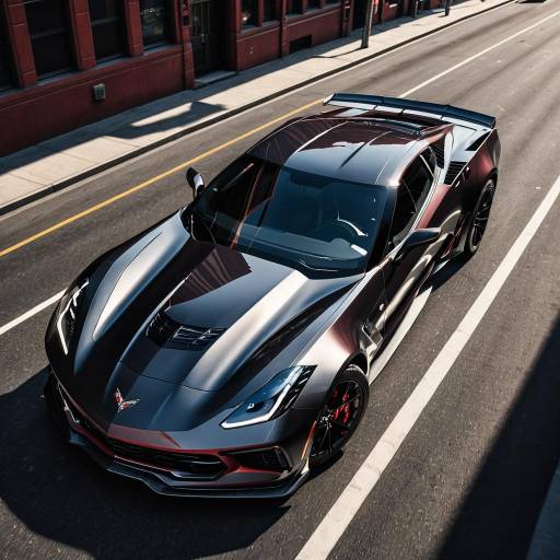 Matte Black C6 Corvette ZR1 Sports Car on City Street