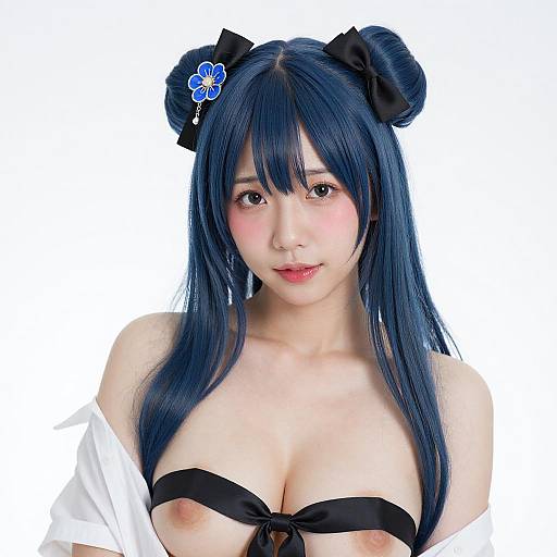 Portrait of Asian Woman with Twin Buns