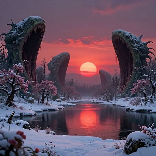 Eldritch Alien Invasion at Sunset