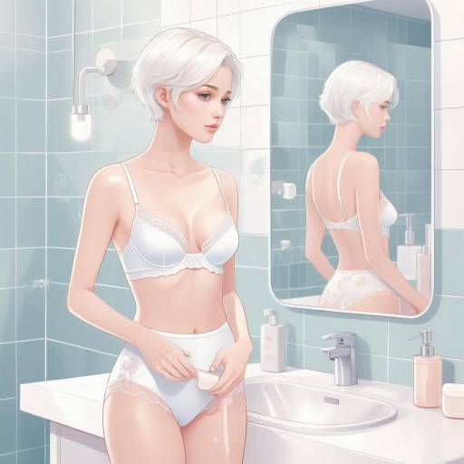 Anime Woman in Modern Bathroom Scene