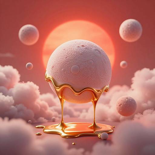 Surreal Marshmallow Spheres at Sunset