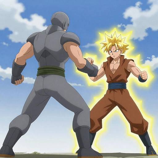 Epic Anime Confrontation with Energetic Auras