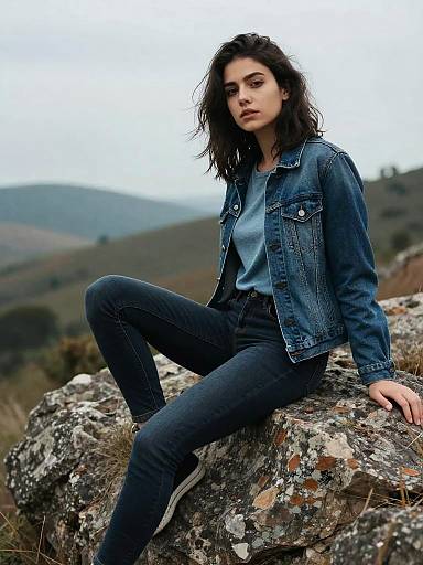 Moody Denim Portrait on Rocky Edge