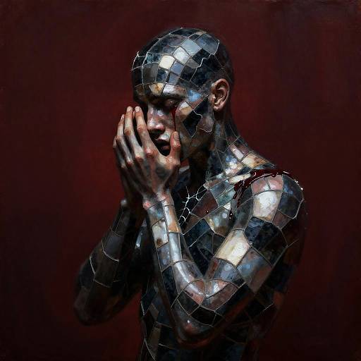 Shattered Stained-Glass Human Silhouette