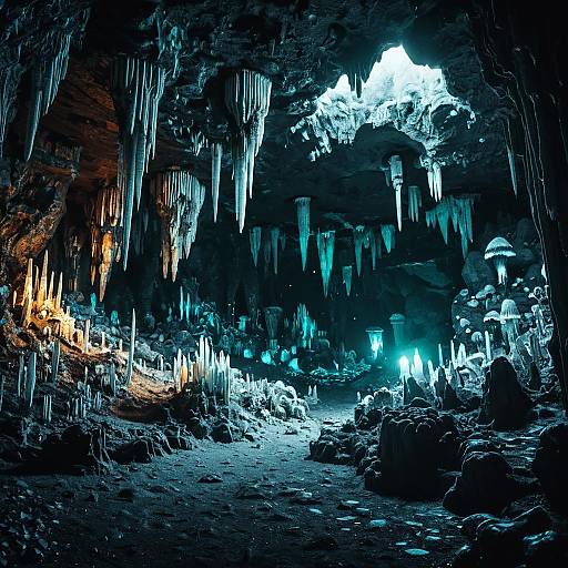 Ancient Bioluminescent Cavern 3D Render