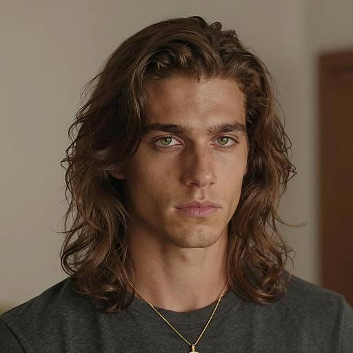 Young Man with Long Wavy Hair