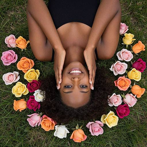 Gorgeous Black Woman in Floral Setting