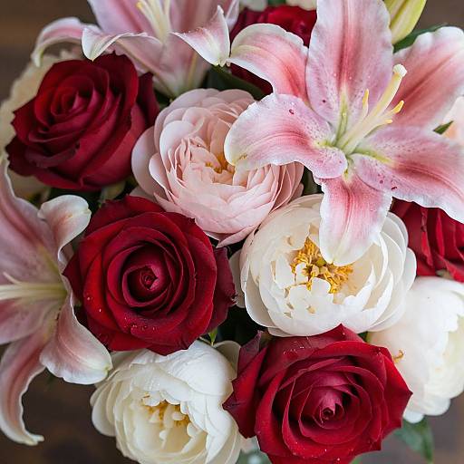 Intricate Floral Arrangement with Roses and Lilies