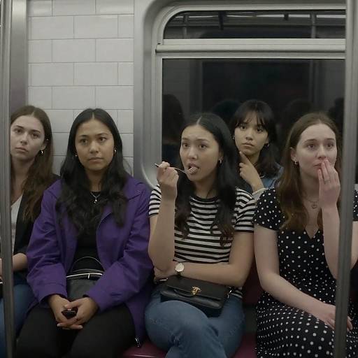 Diverse Women in a Subway Car