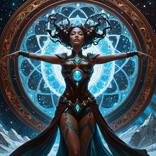 Cosmic Embrace by Mystical Female Figure