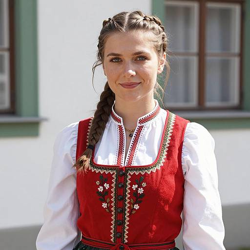 Portrait of Young Woman in Folk Costume