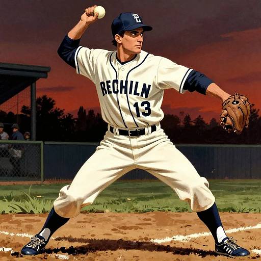 Heroic Cy Young Vintage Baseball Illustration