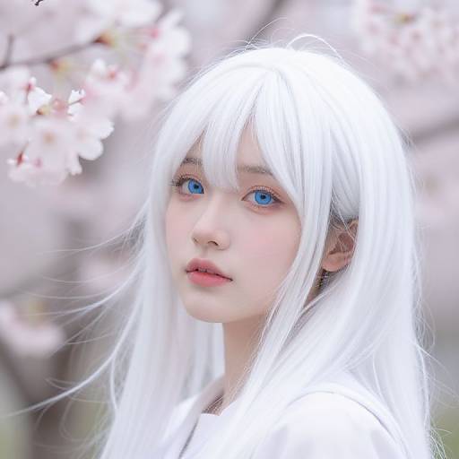 Photorealistic Girl Among Cherry Blossoms