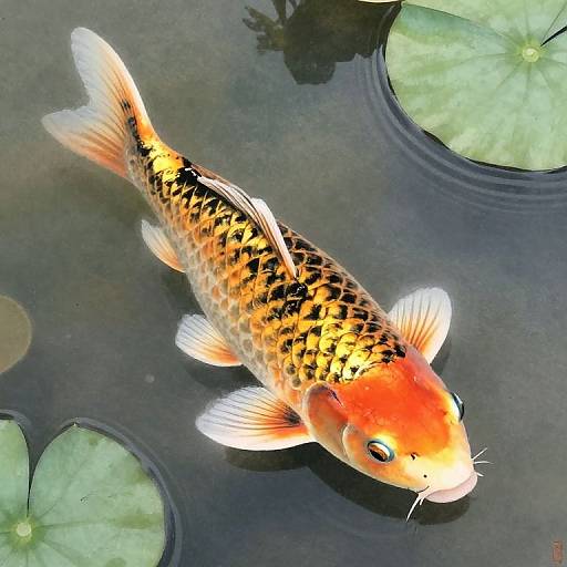 Graceful Koi Fish Ink Drawing