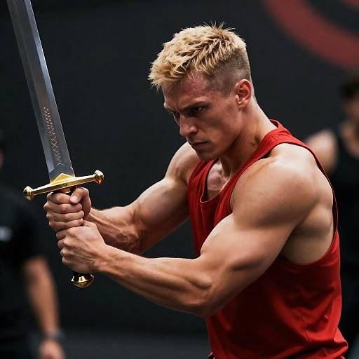 Dynamic Warrior with Sword in Action