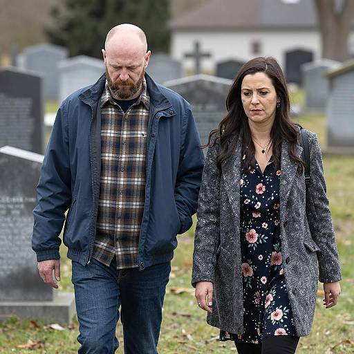 Couple Walking Through Cemetery