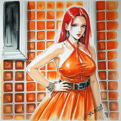 Vibrant Girl in Orange Dress Portrait