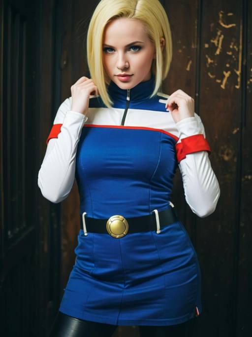 Realistic Android 18 Cosplay Woman