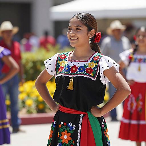 Vibrant Polka Nayon Dance Costume Portrait