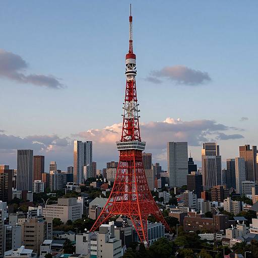Sunset Aerial View of Tokyo Tower