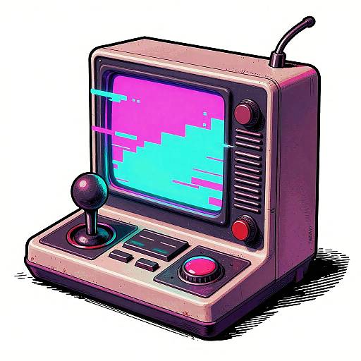 Retro Glitchy Game Console Art