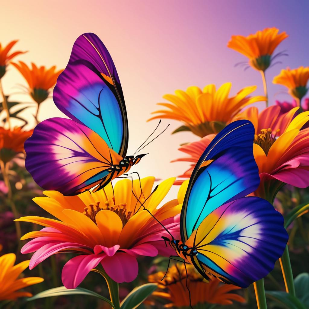 Vibrant Butterflies on Blooming Flower