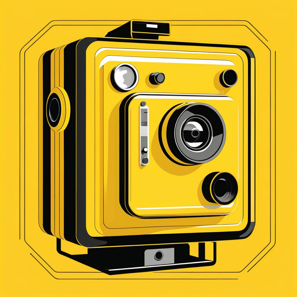 Bold Yellow Pop-Art Camera Illustration