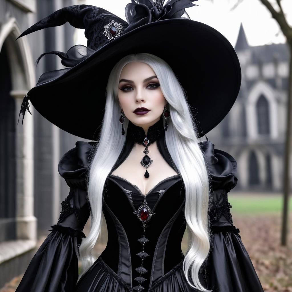 Elegant Gothic Vampire with Silver Hair