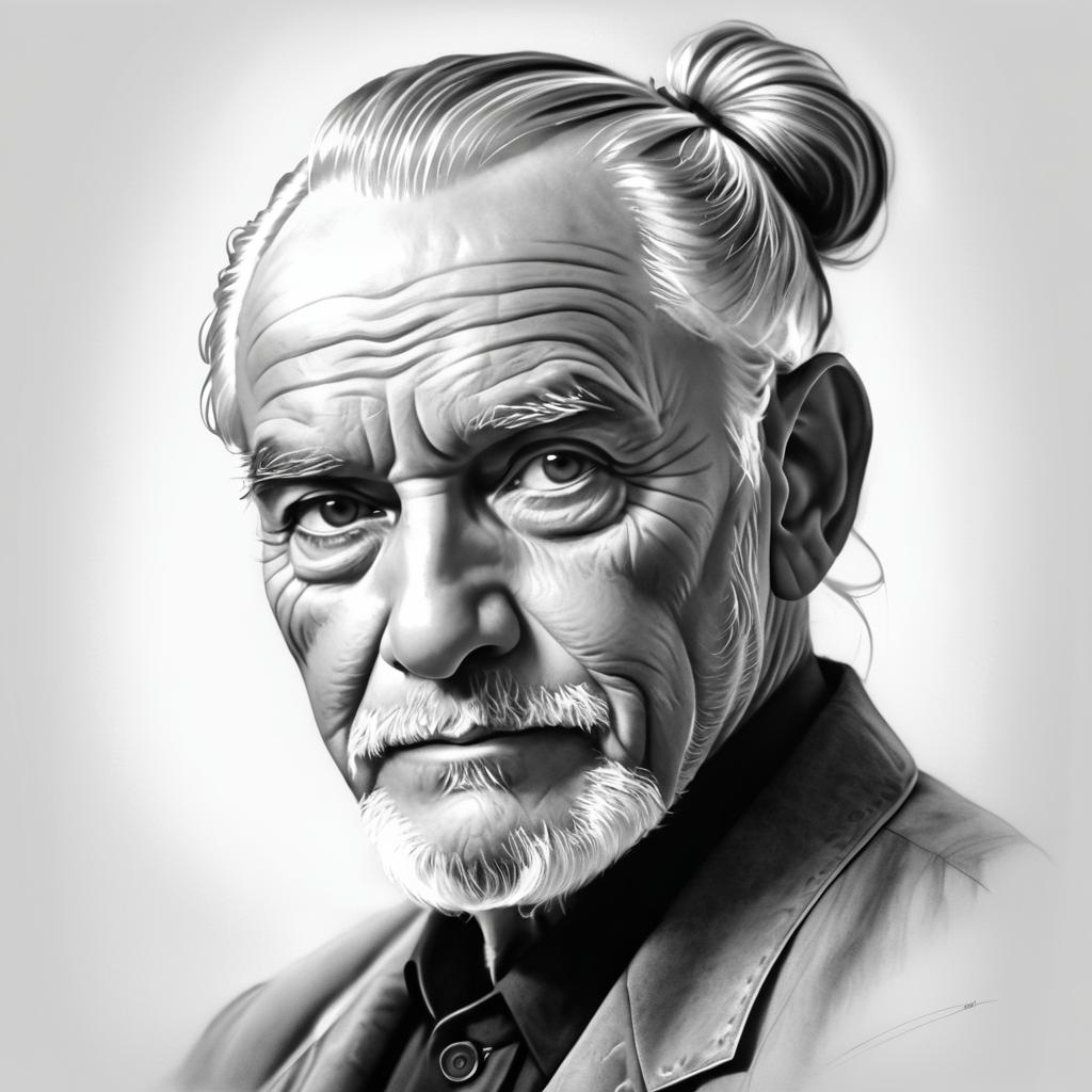 Elderly Man's Portrait in Pencil Sketch