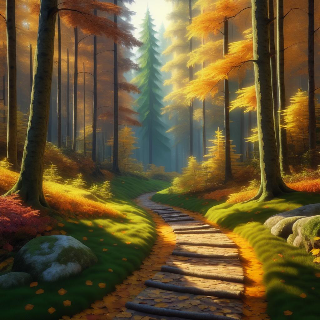 Tranquil Autumn Forest Path Wallpaper