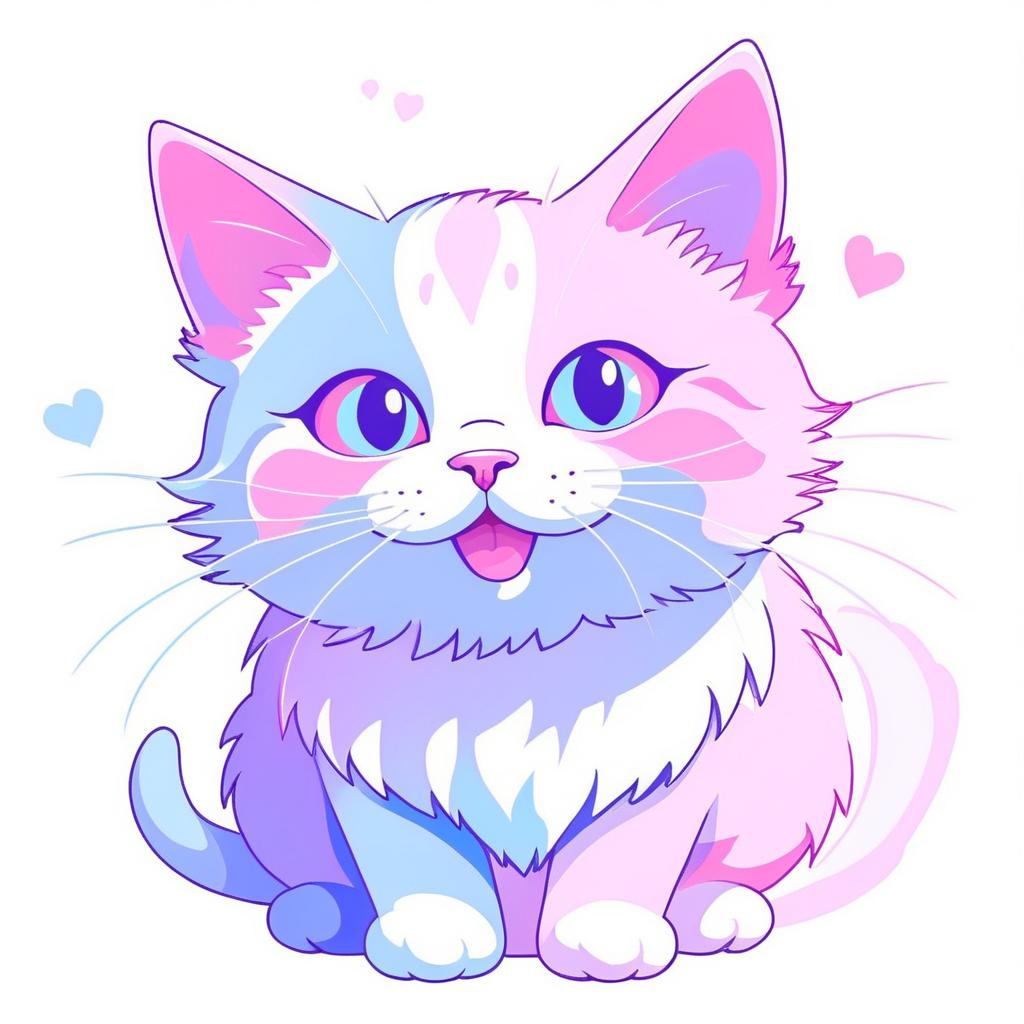 Playful Pastel Cat Character Design