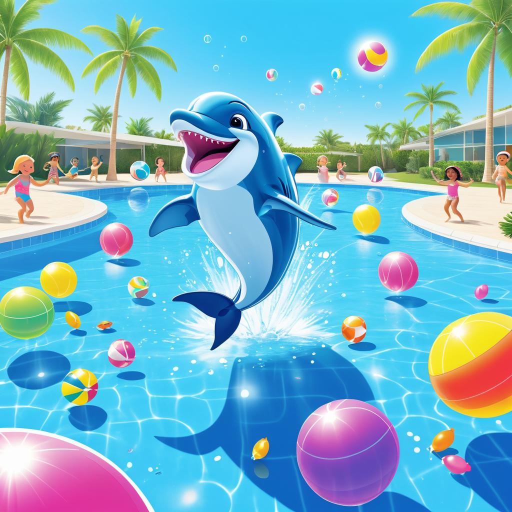 Fun Dolphin Fetching in a Pool