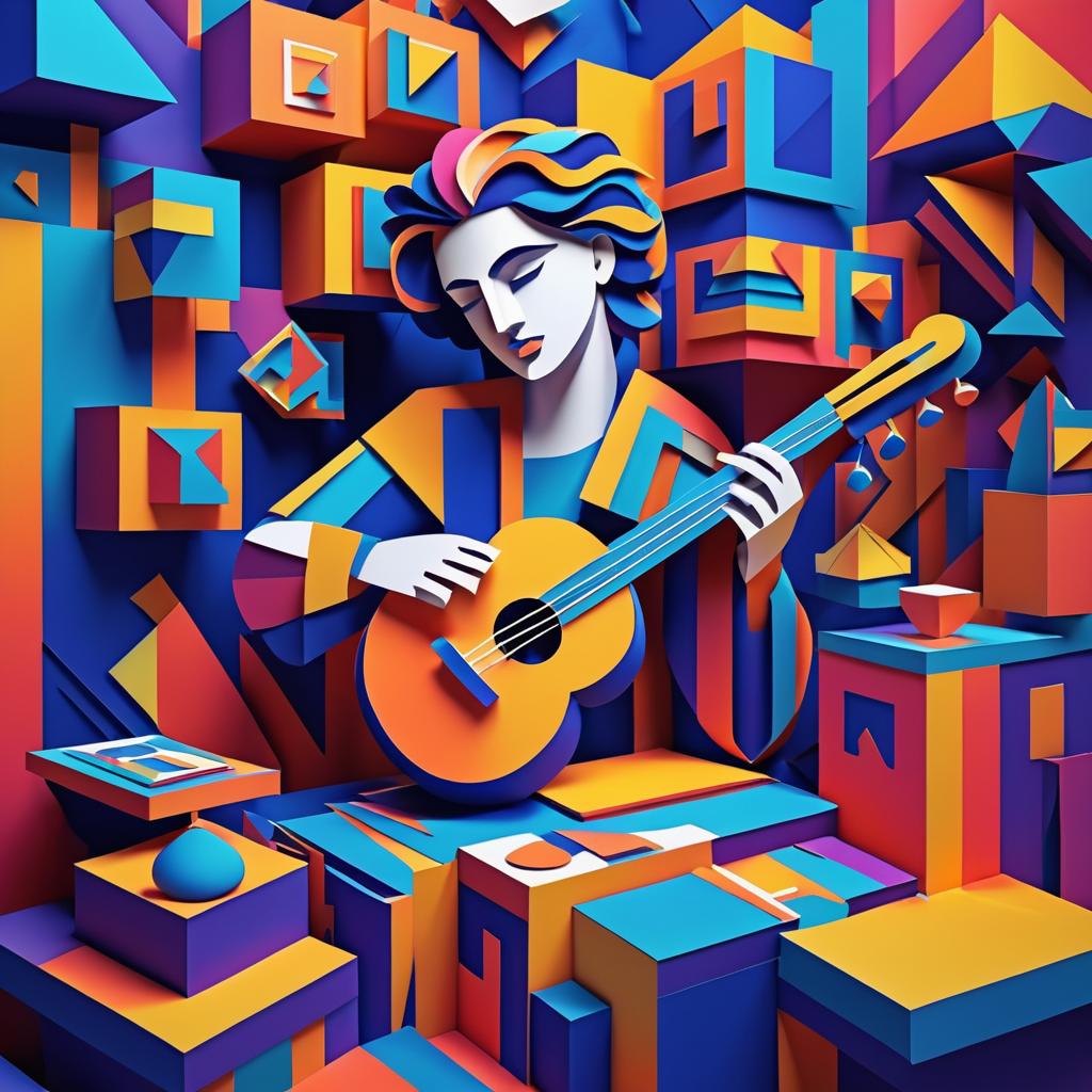 Visionary Musician in 3D Cubism