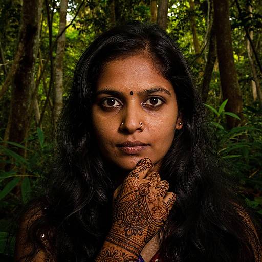 Mystical South Asian Woman in Forest