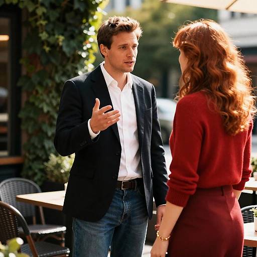 Engaging Café Moment Under Sunlight