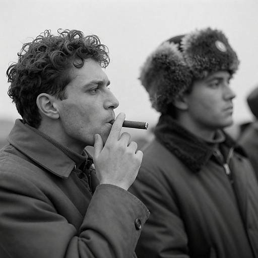 Winter Portrait of Two Men in Profile