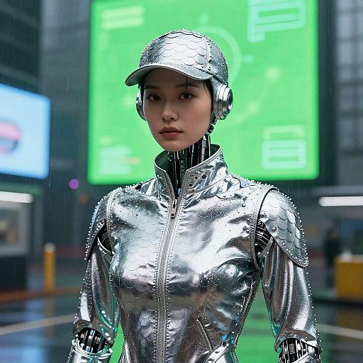 Glistening Cyberpunk Android Courier