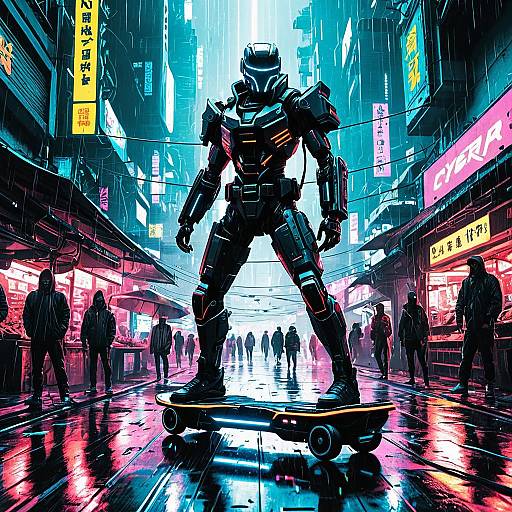 Cyberpunk Rogue Hacker on Hoverboard
