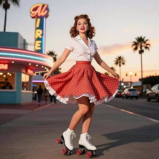 Vintage 50s Pin Up Roller Skater