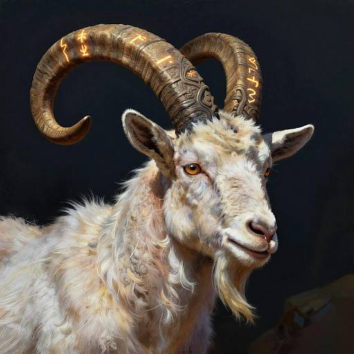 Fantasy Goat Horns with Glowing Runes