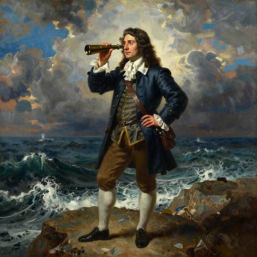 Visionary Explorer on Stormy Cliff